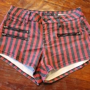 Blackheart Red & Black Striped Shorts